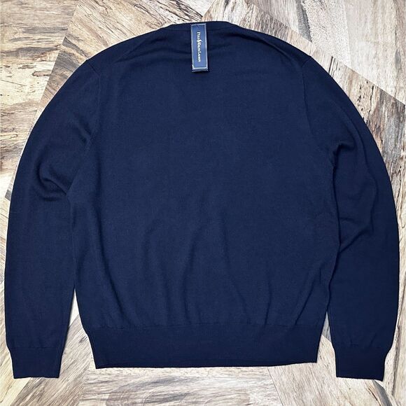 Polo Ralph Lauren 100% Merino Wool V-Neck Sweater Men’s XL Navy Blue Label - Picture 5 of 9